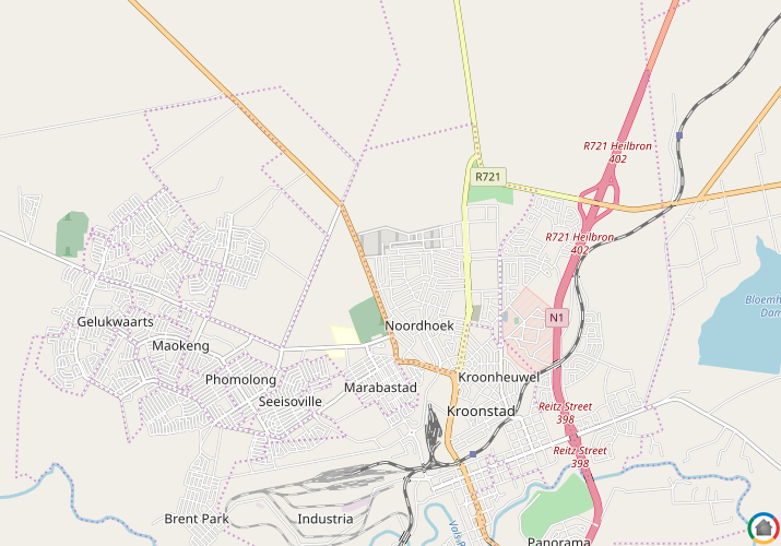 Map location of Kroonstad